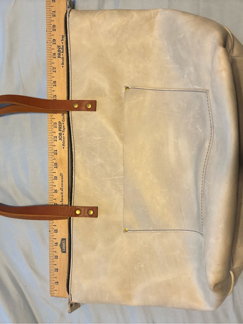 Oversize Portland Leather Goods tote in Beluga with tandles